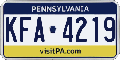 PA license plate KFA4219