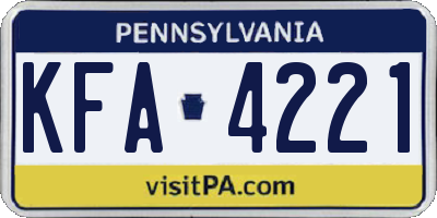 PA license plate KFA4221