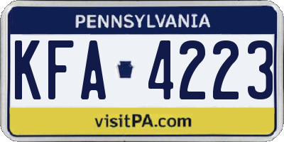 PA license plate KFA4223