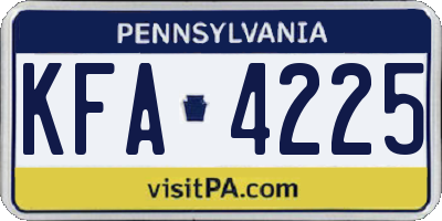 PA license plate KFA4225