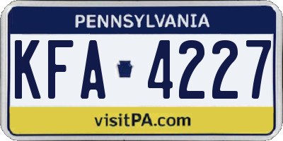 PA license plate KFA4227