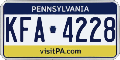 PA license plate KFA4228