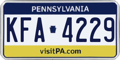 PA license plate KFA4229