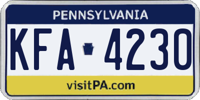 PA license plate KFA4230
