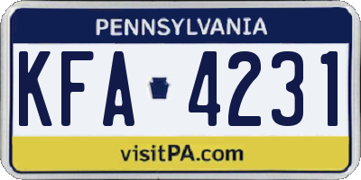 PA license plate KFA4231