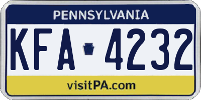 PA license plate KFA4232