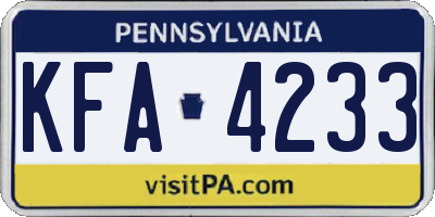 PA license plate KFA4233
