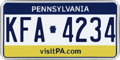 PA license plate KFA4234