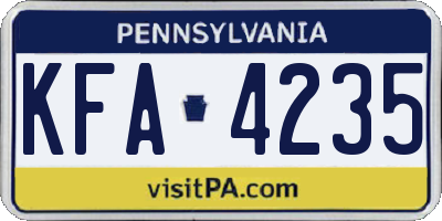 PA license plate KFA4235