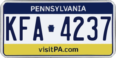 PA license plate KFA4237