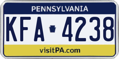 PA license plate KFA4238