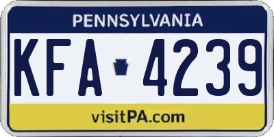 PA license plate KFA4239