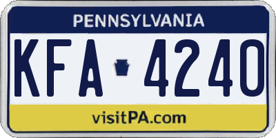 PA license plate KFA4240