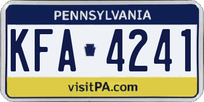PA license plate KFA4241