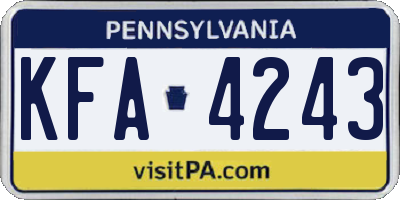 PA license plate KFA4243