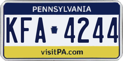 PA license plate KFA4244