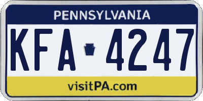 PA license plate KFA4247