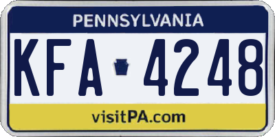 PA license plate KFA4248
