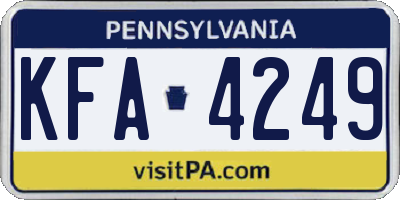 PA license plate KFA4249