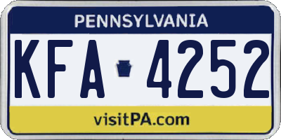 PA license plate KFA4252