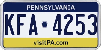 PA license plate KFA4253