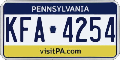 PA license plate KFA4254