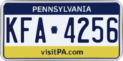 PA license plate KFA4256