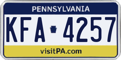 PA license plate KFA4257