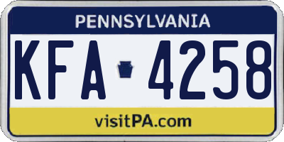 PA license plate KFA4258