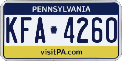 PA license plate KFA4260