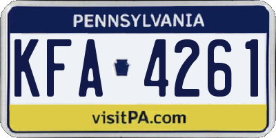 PA license plate KFA4261