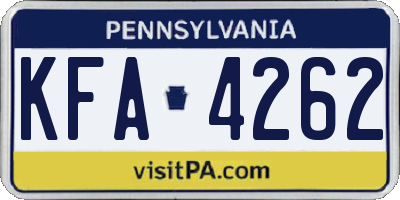 PA license plate KFA4262