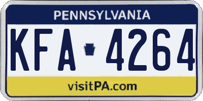 PA license plate KFA4264