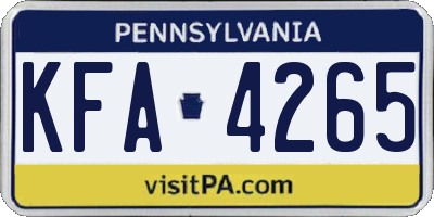PA license plate KFA4265