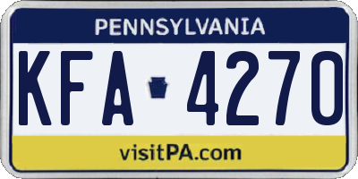 PA license plate KFA4270
