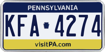 PA license plate KFA4274