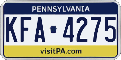 PA license plate KFA4275