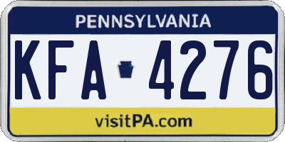 PA license plate KFA4276