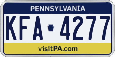 PA license plate KFA4277