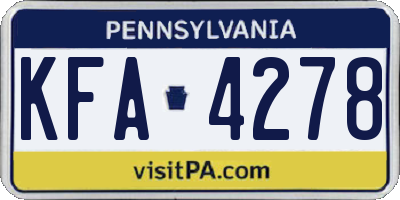 PA license plate KFA4278