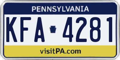 PA license plate KFA4281