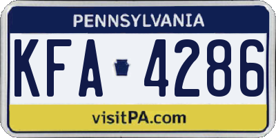 PA license plate KFA4286