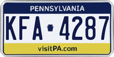 PA license plate KFA4287