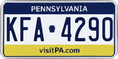 PA license plate KFA4290