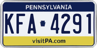 PA license plate KFA4291