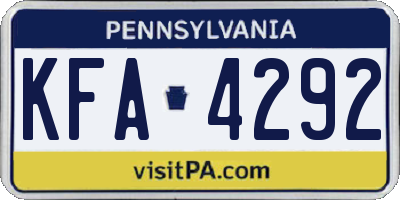 PA license plate KFA4292