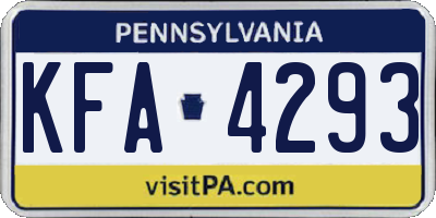PA license plate KFA4293