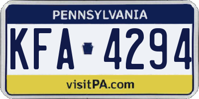 PA license plate KFA4294
