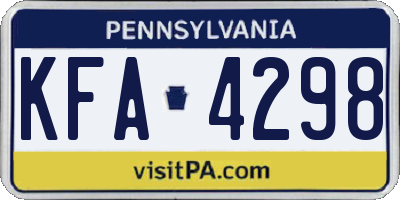 PA license plate KFA4298