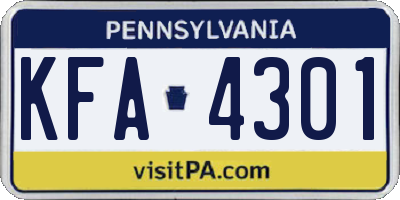 PA license plate KFA4301